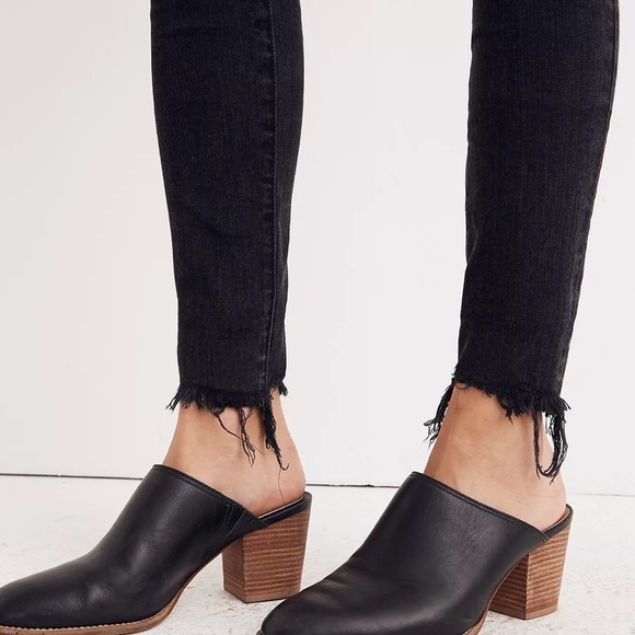 Madewell 9" High Rise Skinny Jeans Berkeley Black Button Fly Raw Hem 24 - Picture 2 of 12